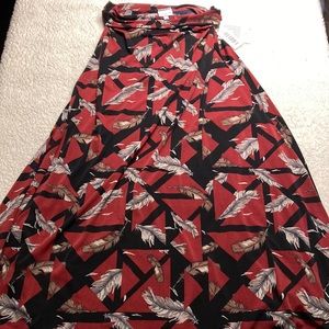 Lularoe Maxi skirt feather print